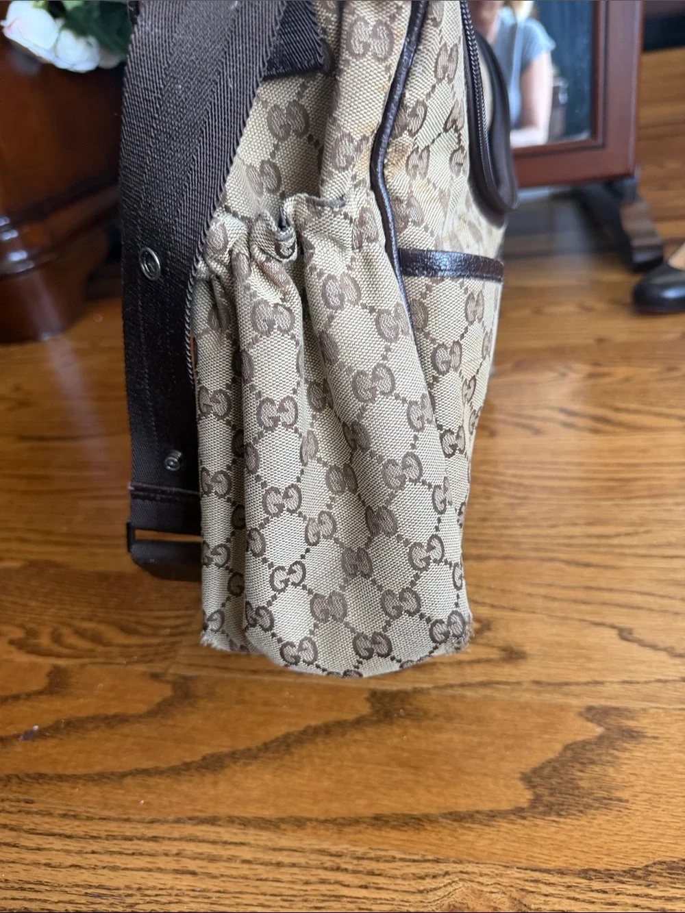 Gucci Beige & Brown GG Monogram Shoulder Bag